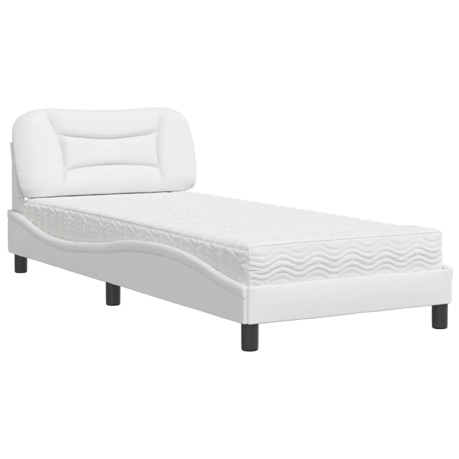 Bed met matras kunstleer wit 90x190 cm