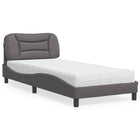 Bed met matras kunstleer grijs 90x190 cm