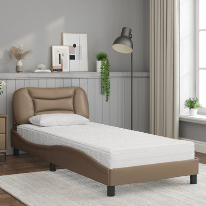 Bed met matras kunstleer cappuccinokleurig 90x190 cm