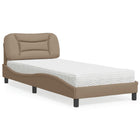 Bed with mattress "Hvar" faux leather cappuccino colour 90x190 cm