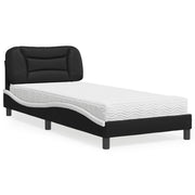 Bed met matras 90x190 cm kunstleer zwart wit