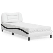 Bed met matras 90x190 cm kunstleer wit zwart