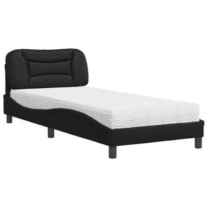 Bed met matras kunstleer zwart 90x200 cm
