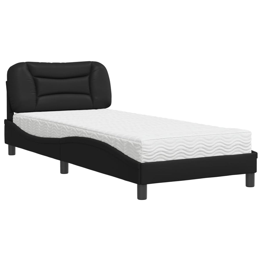 Bed met matras kunstleer zwart 90x200 cm