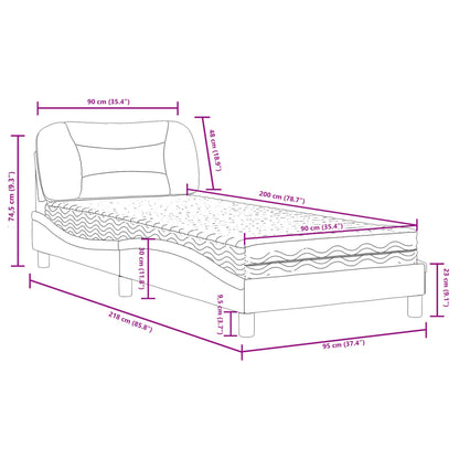 Bed met matras kunstleer bruin 90x200 cm