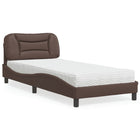 Bed met matras kunstleer bruin 90x200 cm