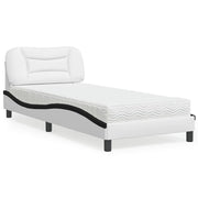 Bed met matras 90x200 cm kunstleer zwart wit