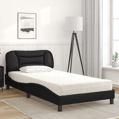 Bed met matras kunstleer zwart 100x200 cm