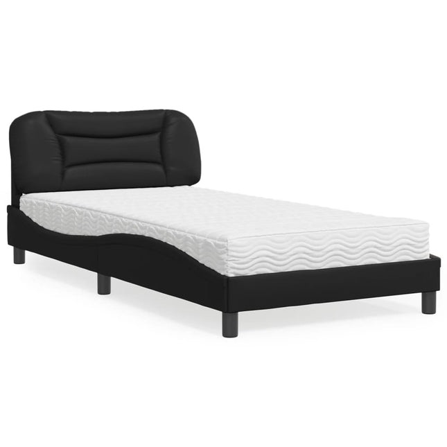 Bed met matras kunstleer zwart 100x200 cm