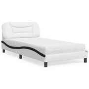 Bed met matras 100x200 cm kunstleer wit zwart