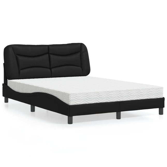 Bed met matras kunstleer zwart 120x200 cm