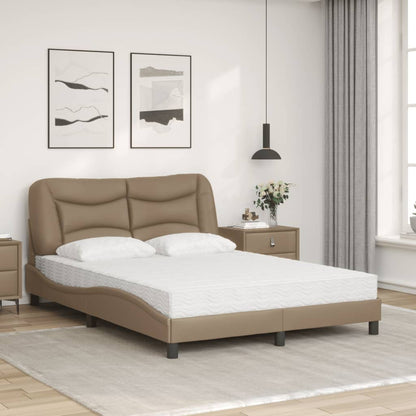 Bed met matras kunstleer cappuccinokleurig 120x200 cm
