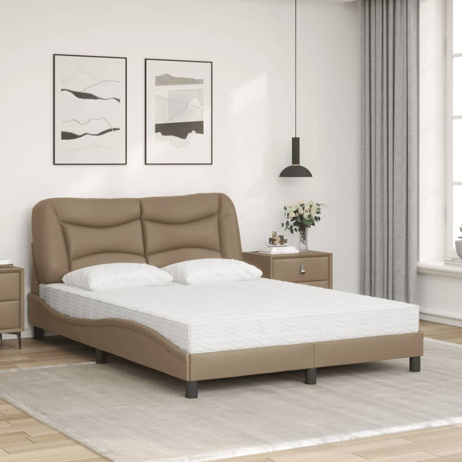 Bed met matras kunstleer cappuccinokleurig 120x200 cm
