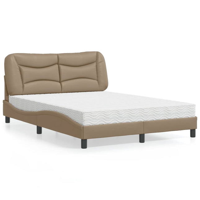 Bed met matras kunstleer cappuccinokleurig 120x200 cm