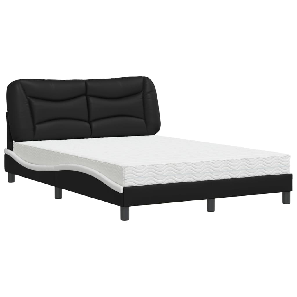 Bed met matras kunstleer zwart en wit 120x200 cm