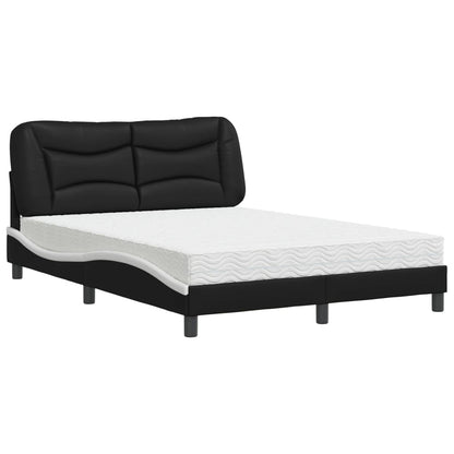 Bed met matras kunstleer zwart en wit 120x200 cm