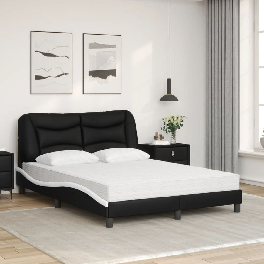 Bed met matras kunstleer zwart en wit 120x200 cm