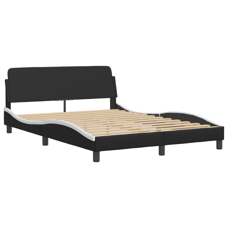 Bed met matras kunstleer zwart en wit 120x200 cm