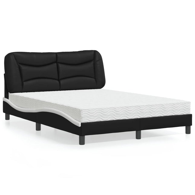 Bed met matras kunstleer zwart en wit 120x200 cm