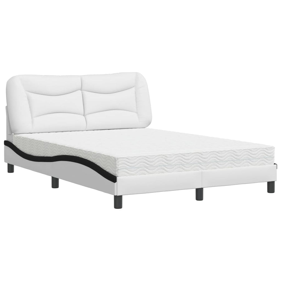 Bed met matras kunstleer zwart en wit 120x200 cm