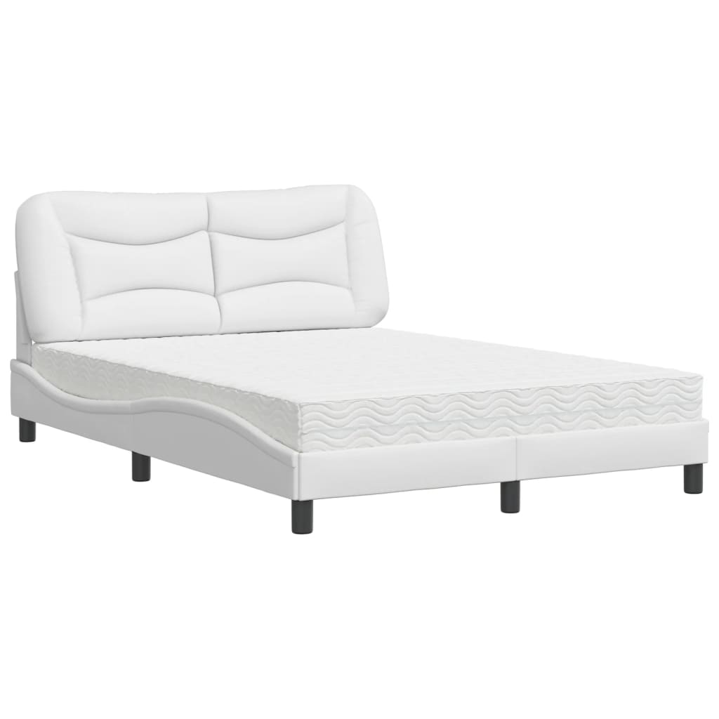 Bed met matras kunstleer wit 140x190 cm
