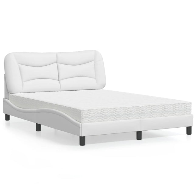 Bed met matras kunstleer wit 140x190 cm