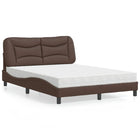 Bed met matras kunstleer bruin 140x190 cm