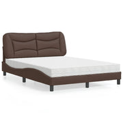 Bed met matras 140x190 cm bruin kunstleer