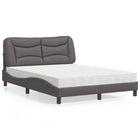 Bed met matras kunstleer grijs 140x190 cm