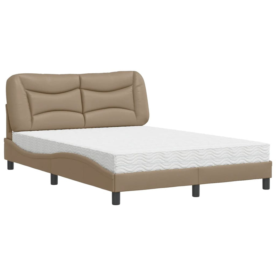 Bed met matras kunstleer cappuccinokleurig 140x190 cm