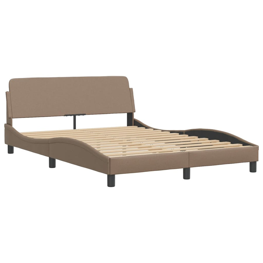 Bed met matras kunstleer cappuccinokleurig 140x190 cm