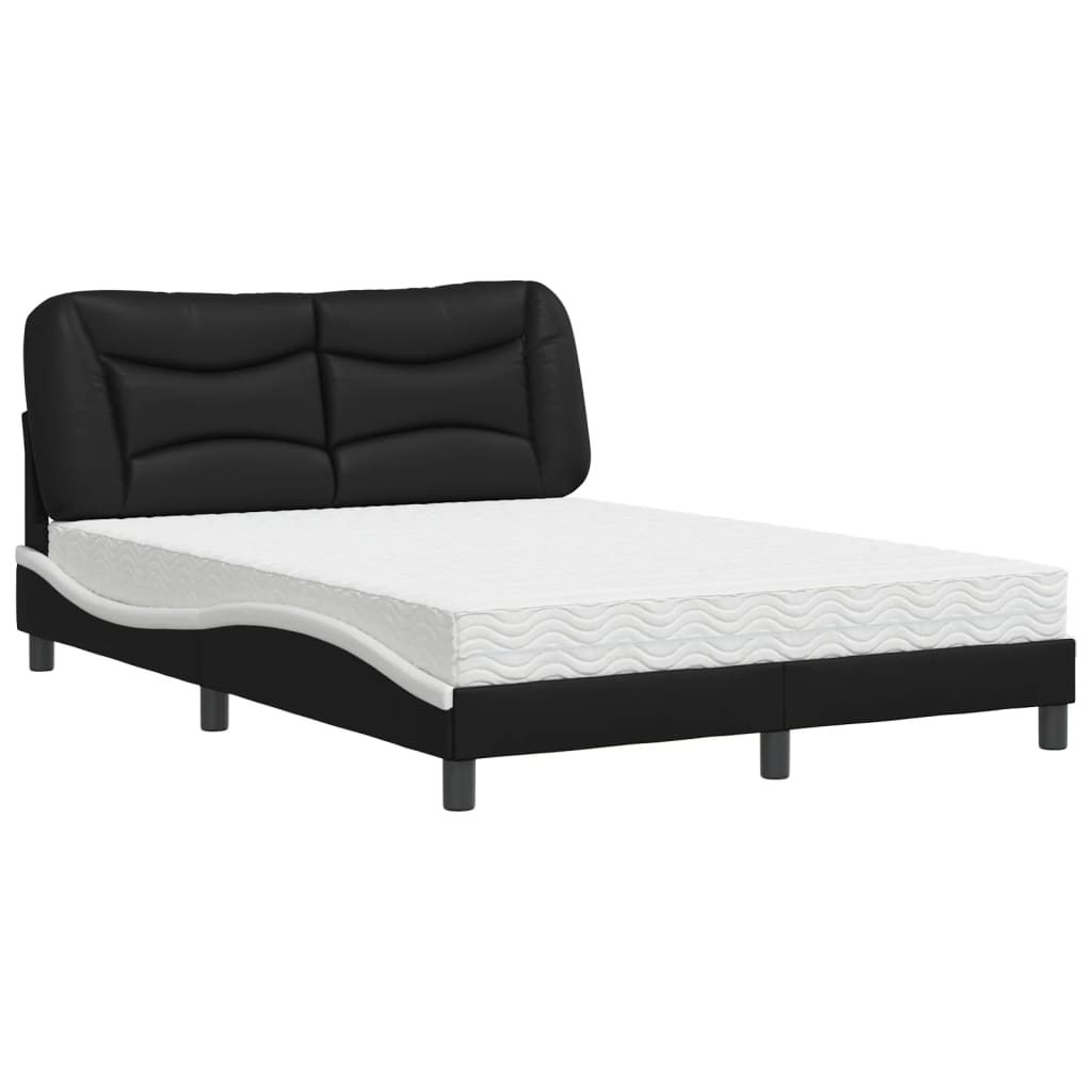 Bed met matras kunstleer zwart en wit 140x190 cm