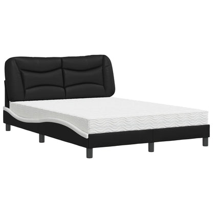 Bed met matras kunstleer zwart en wit 140x190 cm