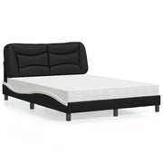 Bed met matras 140x190 cm kunstleer zwart wit