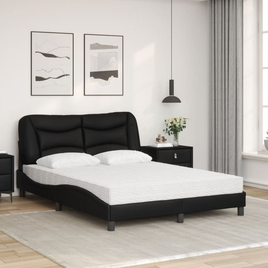 Bed met matras kunstleer zwart 140x200 cm