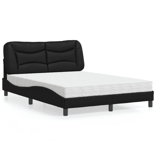 Bed met matras kunstleer zwart 140x200 cm