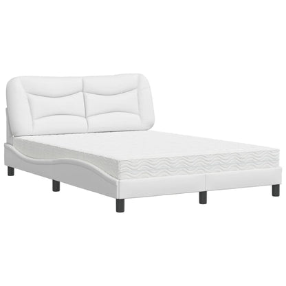 Bed met matras kunstleer wit 140x200 cm