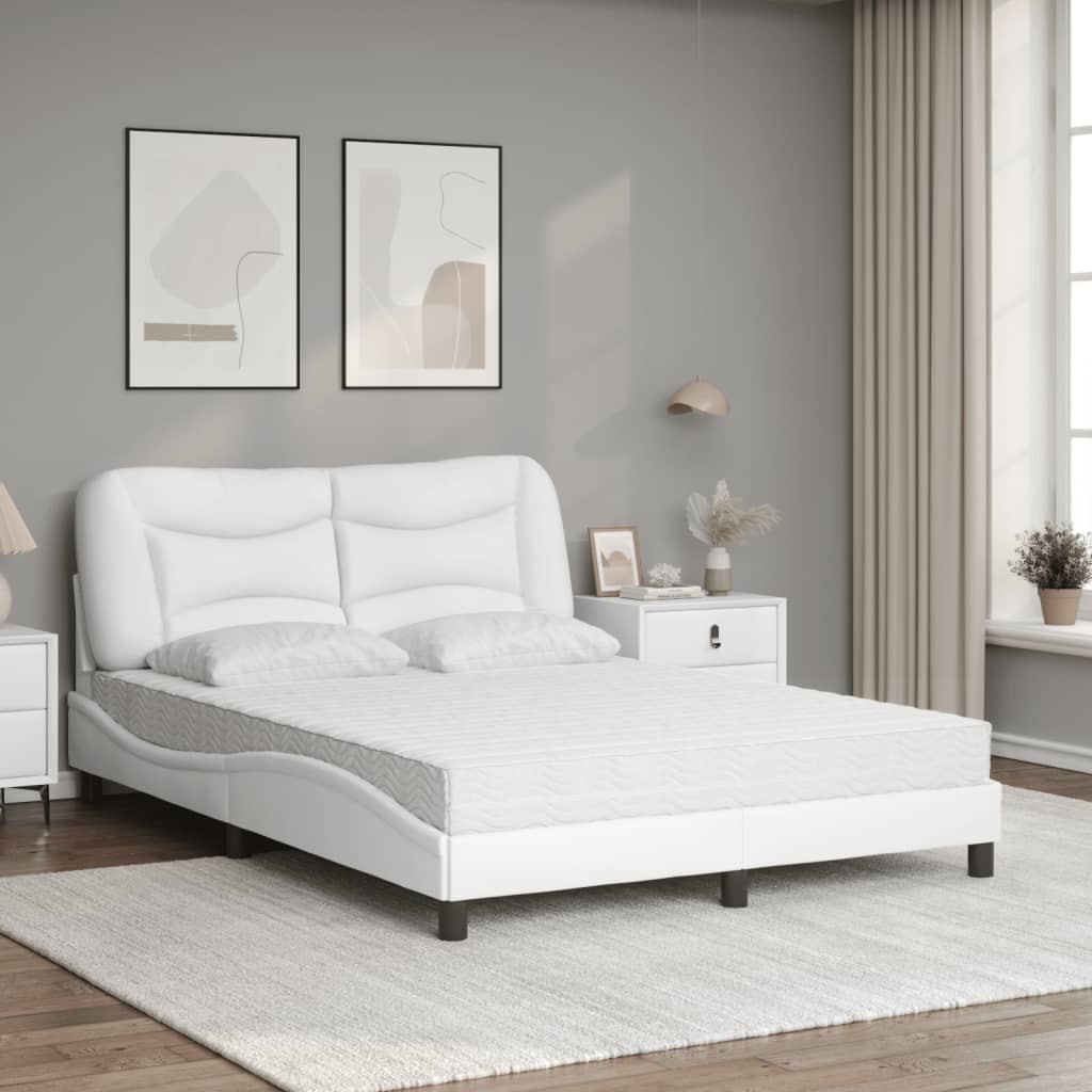 Bed met matras kunstleer wit 140x200 cm