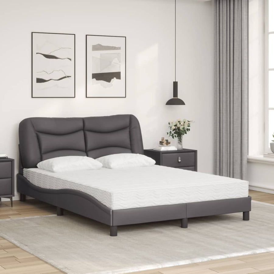Bed met matras kunstleer grijs 140x200 cm