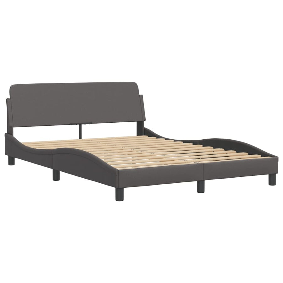 Bed met matras kunstleer grijs 140x200 cm