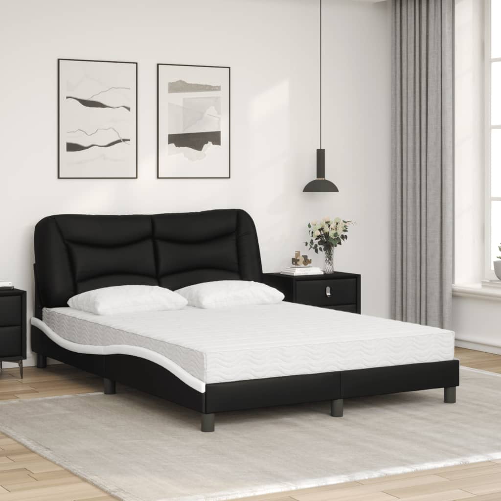 Bed met matras kunstleer zwart en wit 140x200 cm