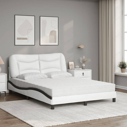 Bed met matras kunstleer wit en zwart 140x200 cm