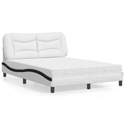 Bed met matras 140x200 cm kunstleer wit zwart
