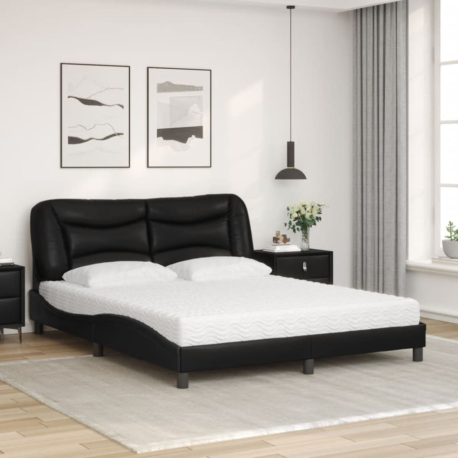 Bed met matras kunstleer zwart 160x200 cm