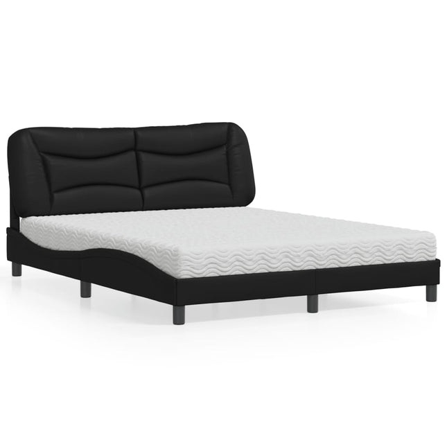 Bed met matras kunstleer zwart 160x200 cm