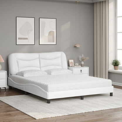 Bed met matras kunstleer wit 160x200 cm