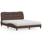 Bed met matras kunstleer bruin 160x200 cm