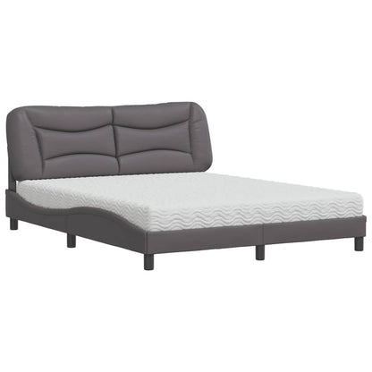 Bed met matras kunstleer grijs 160x200 cm