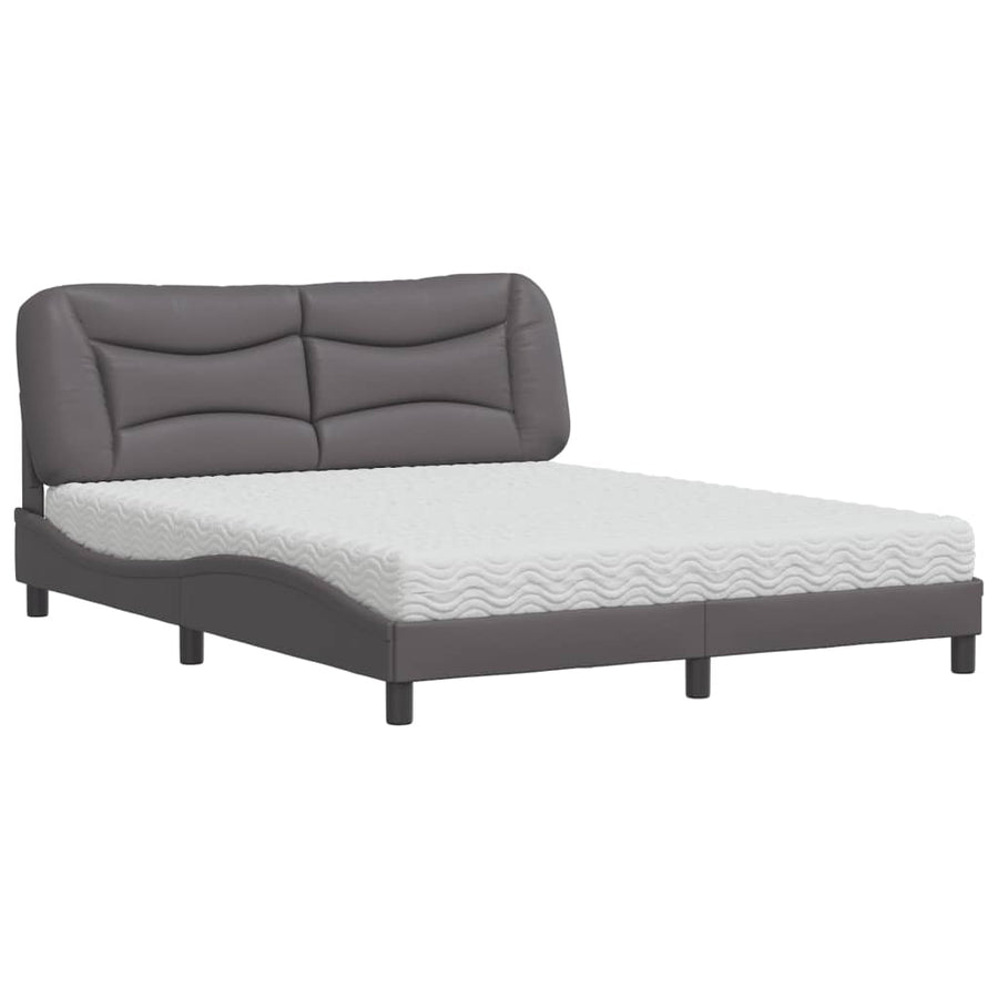 Bed met matras kunstleer grijs 160x200 cm