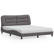 Bed met matras grijs 160x200 cm kunstleer